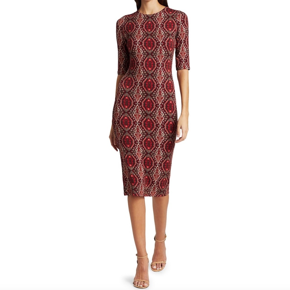 NWT $350 Alice + Olivia Delora Fitted Crewneck Dress in Various Sizes!